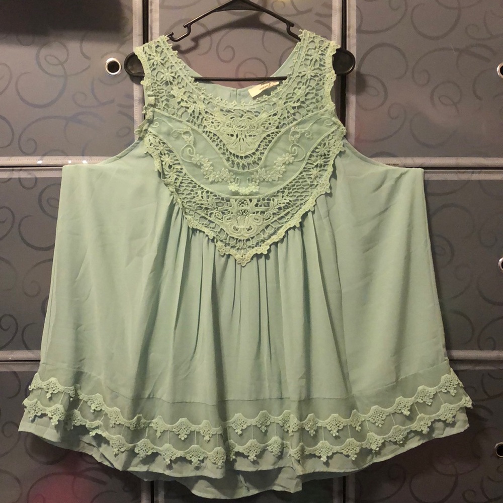 Mint Lace Sleeveless Top